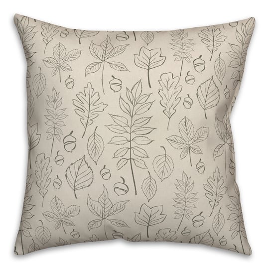 White Leaf Pattern Throw Pillow